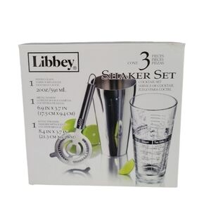 Libbey Cocktail Shaker Set 3 Piece Mixologist Set NEW